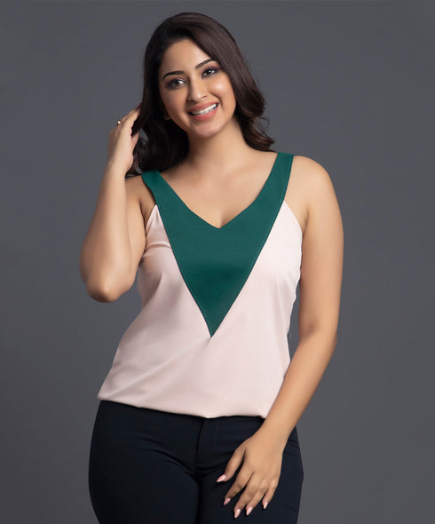 Paneled Chiffon Cami Top